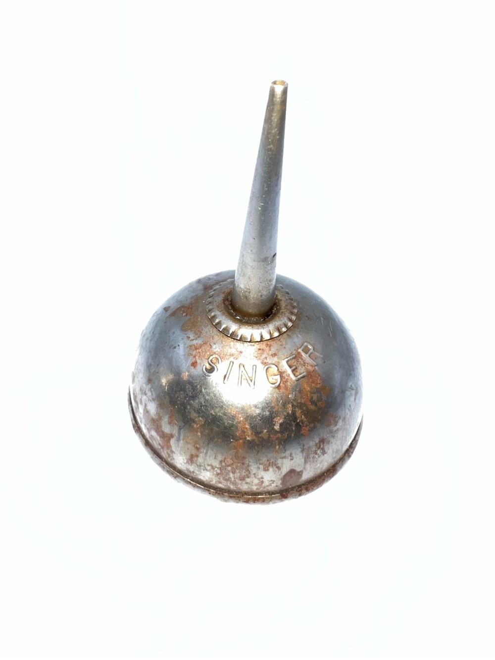 Vintage Singer Branded Silver Metal Oiler with Long Spout